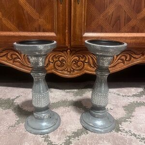 Elegant Gray Candle Holders